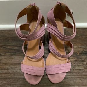 QUPID Pink/Purple Block Sandals